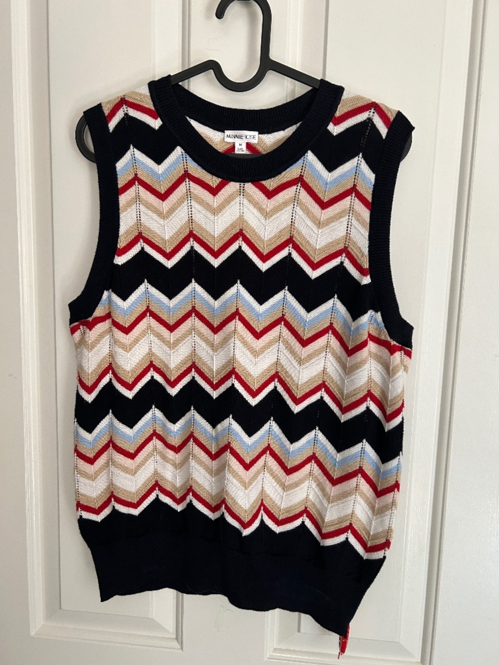 NWT Minnie Rose Cotton Cashmere Chevron Tank - Navy Combo - Medium